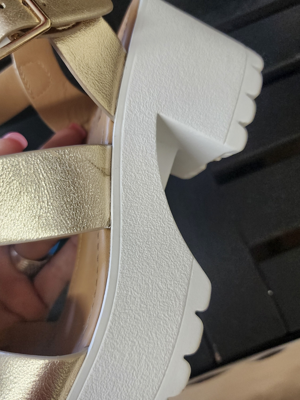 SODA Metallic Gold Strappy Platform Sandals - Picture 3 of 4